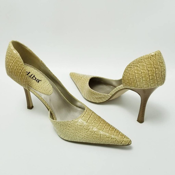 Diba Zana D'orsay Heels Shoes Crocodile Skin Pointed Toe Slip On Size 7M - Picture 8 of 12